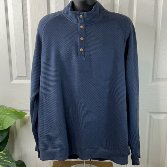 Goodfellow & Co - Men's Quilted Snap Pullover Sweatshirt Blue Various Sizes - Picture 2 of 11